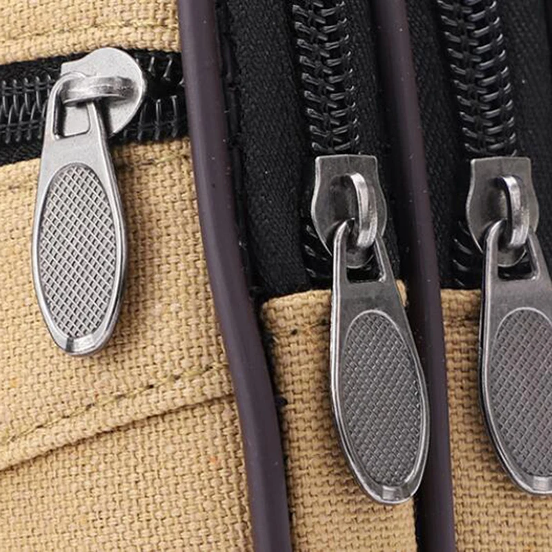 Riñonera multicapa para hombre, bolso de lona con diseño de bolsillo pequeño para teléfono