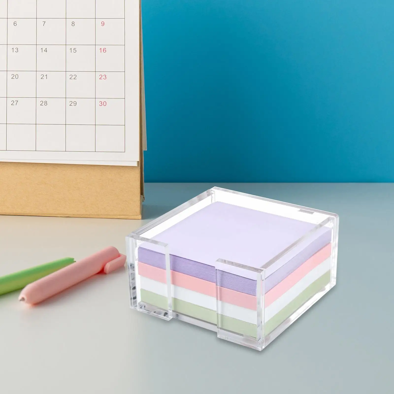 Acrylic Sticky Notes Holder with 4Pads Dispenser Students Notepad Holder