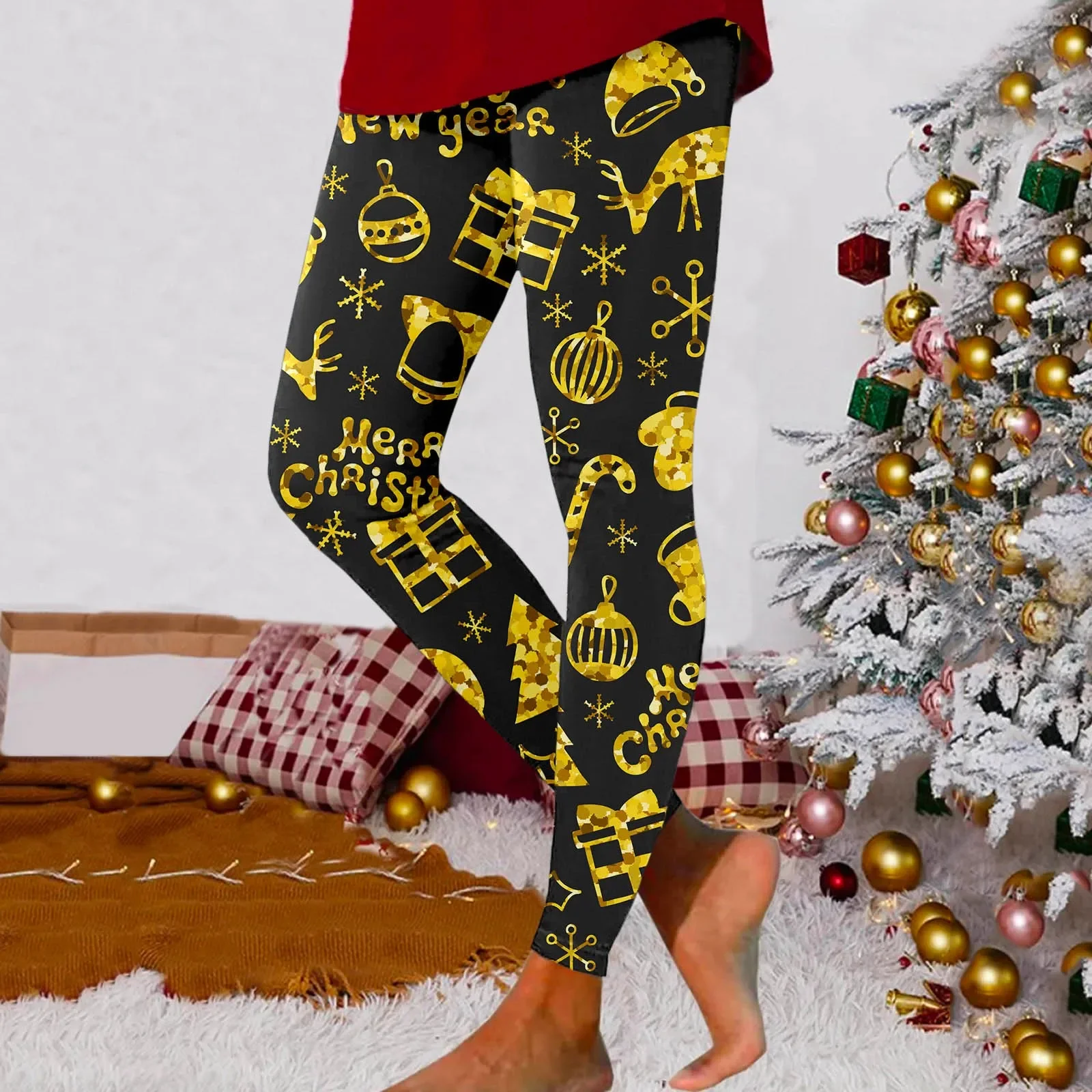 

Women Christmas Print Leggings High Waist Long Trouse Fashion Xmas Trousers Winter warm Pants ladies Christmas Yoga Pants