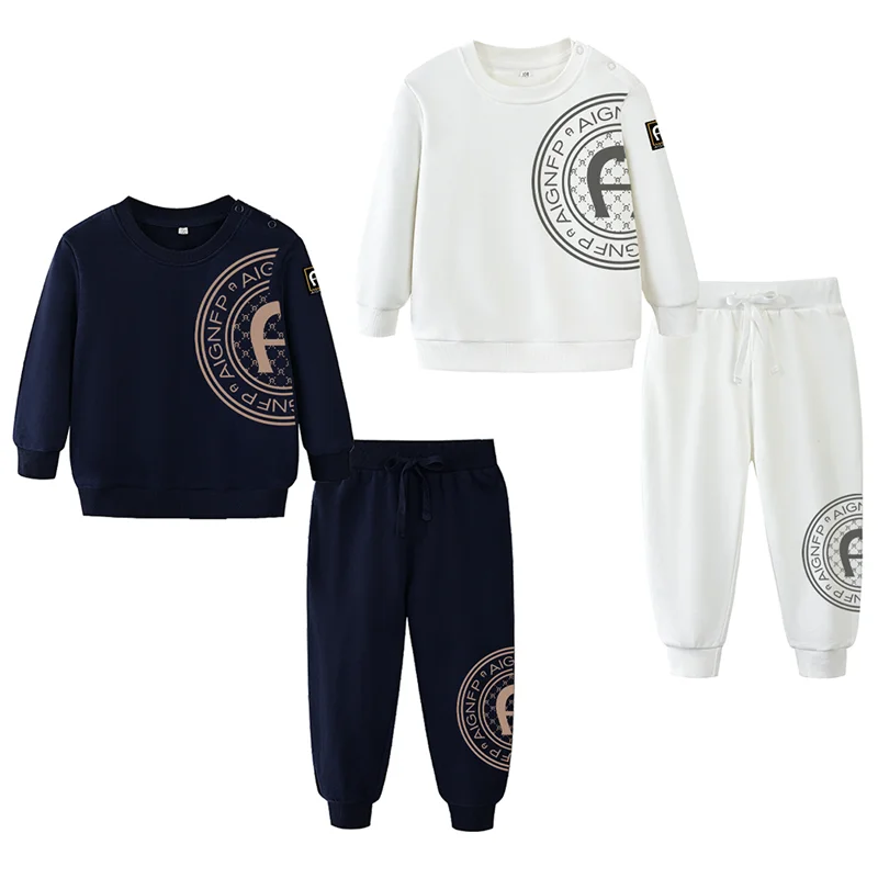 ファッション新生児服セット冬ベビープルオーバートップスパンツ-2-個幾何学プリント長袖幼児パーカー秋幼児服