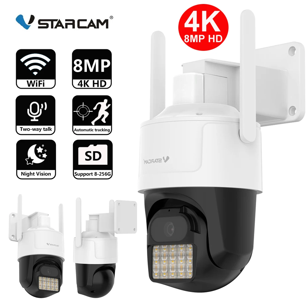 

Vstarcam 4K 8MP WiFi Surveillance Camera,AI Human Detection,IP66 Waterproof,Color Vision,Outdoor Security PTZ CCTV IP Cameras