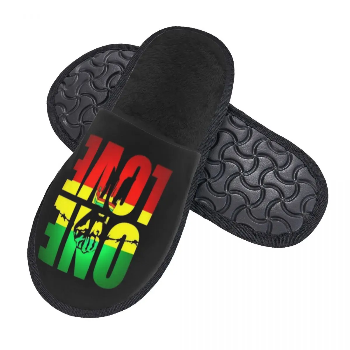 Pantofole da casa personalizzate One Love Jamaica Reggae da donna comode scarpe slip on spa in memory foam