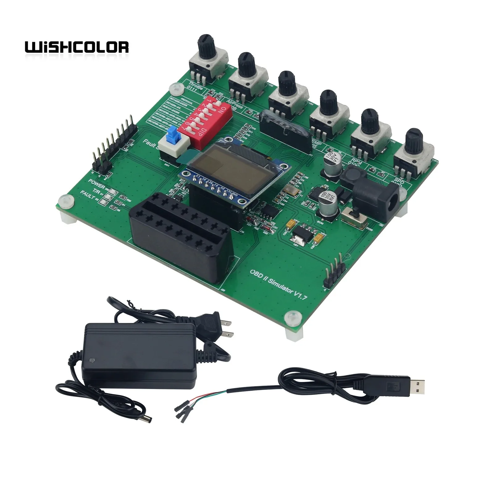

Wishcolor OBD II Simulator OBD2 ECU Simulator with 0.96" 128*64 OLED Screen Supports 7 Conventional Protocols