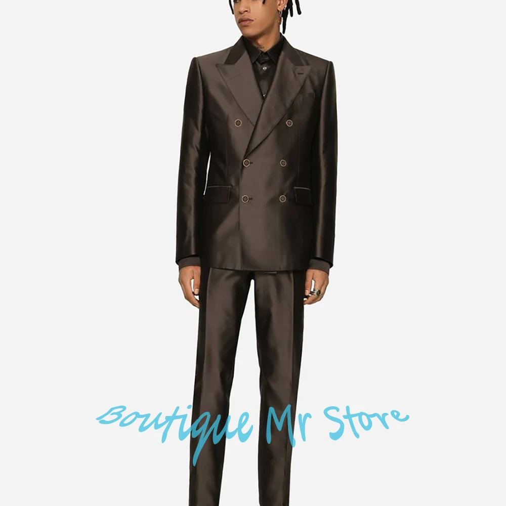

Formal Double Breasted Peaked Lapel Suits for Men 2Piece(Jacket+Pants) Set Stylish Modern Evening Banquet Party Costume