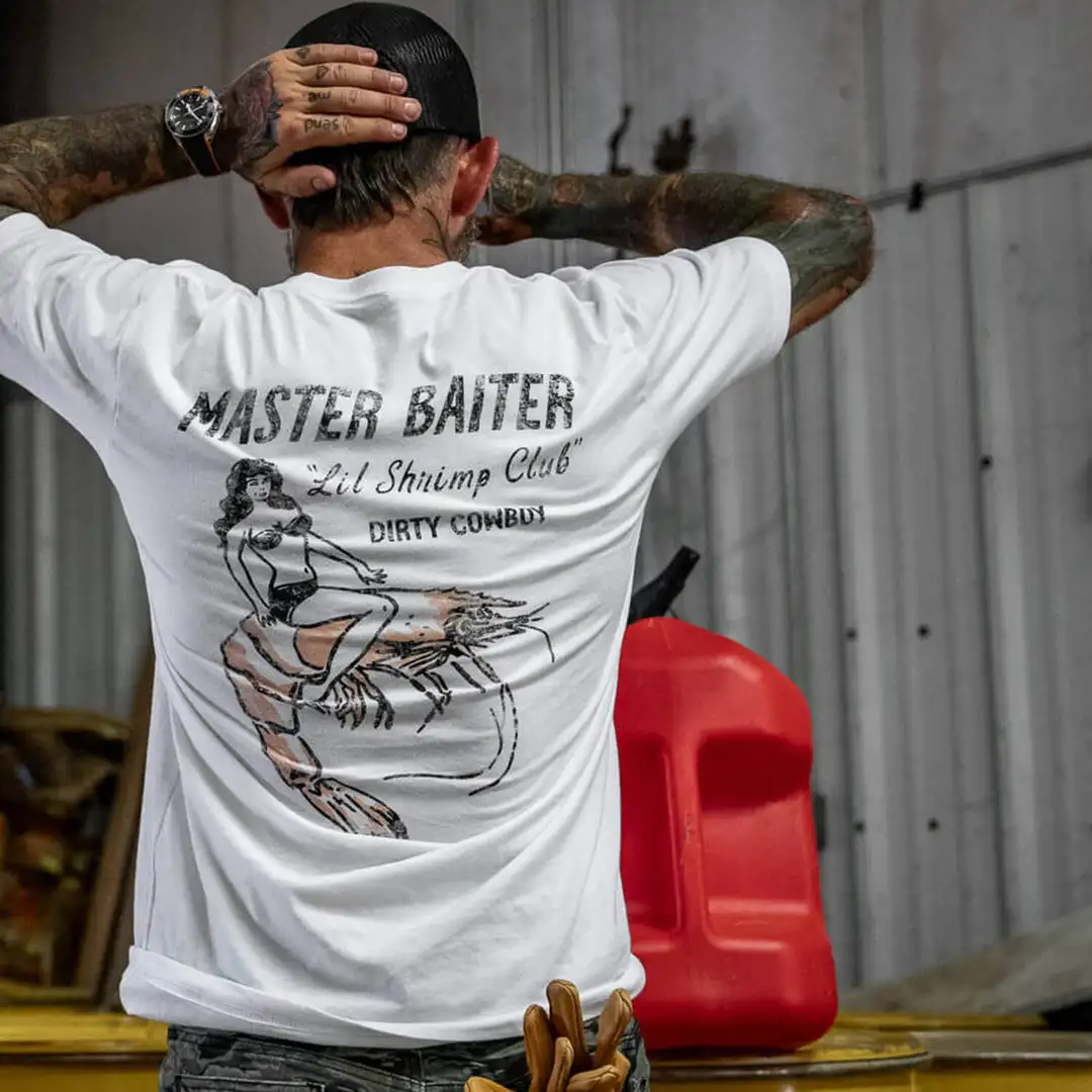 Men's Women's Oversized Crew Neck T-Shirt Master Baiter Lil Shrimp Club Pin-up Girl Tropical Funny Vintage Short Sleeve Tee