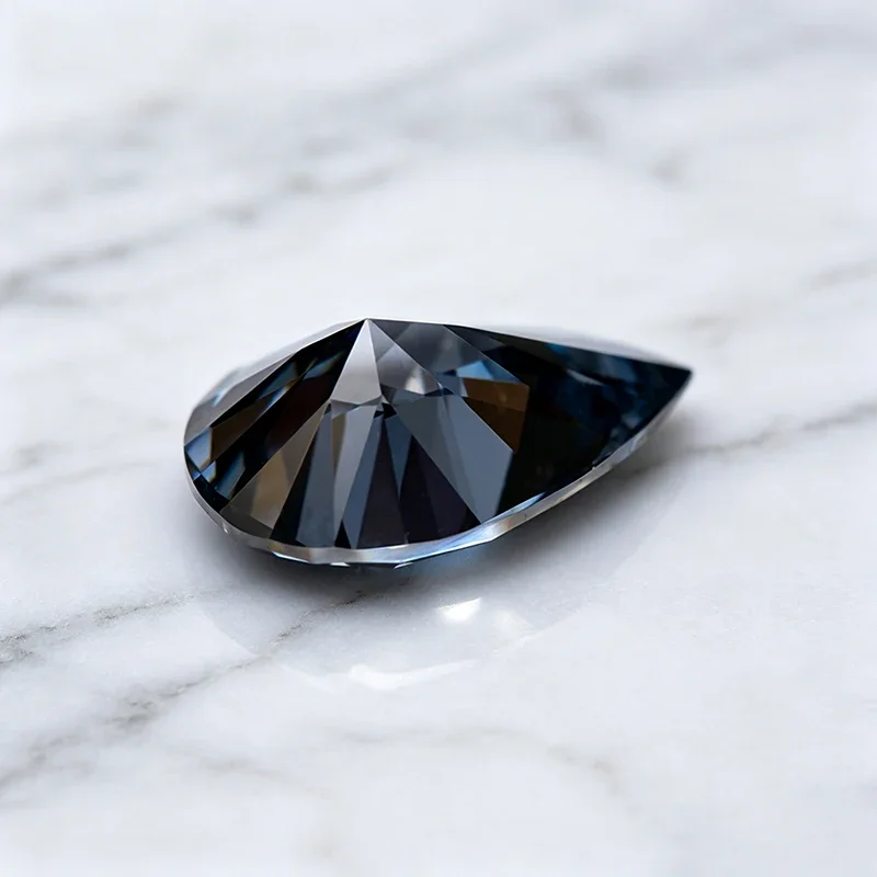 Moissanit-Stein in Birnenform, graue Farbe, im Labor gezüchteter Edelstein für DIY-Schmuck wie Ringe, Halsketten, Ohrringe, Hauptmaterialien mit Zertifikat. – Detail 2