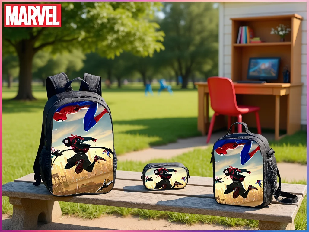 

Unisex Boys Girls Spider-Man Classic School Bag 3Pcs Set-Backpack+Durable Lunch Tote+Pencil Box for Little Kid