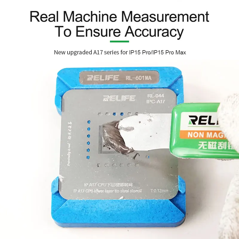 RELIFE RL-601MA A8-A17 IP CPU Repair Fixture Set IC Chip Planting Tin Template Fixture per CPU/hard disk/font library