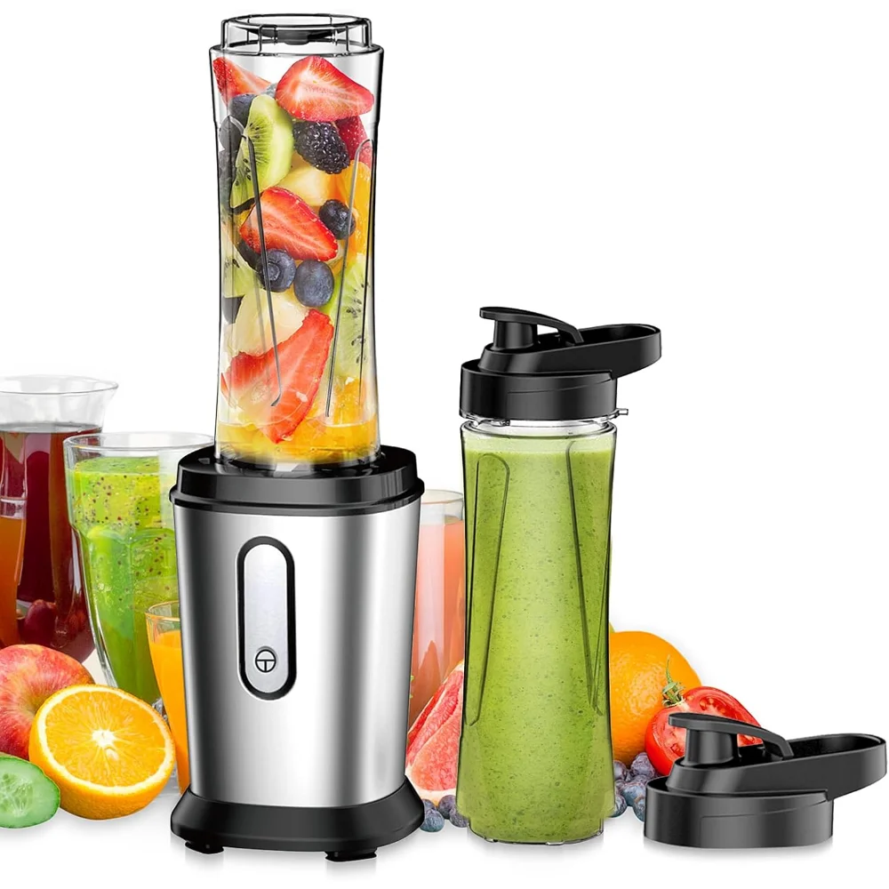 

Powerful Small Blender with 2 Portable 20oz Tritan blender Bottles, BPA-Free Personal Blender with 4 Stainless Steel Blades