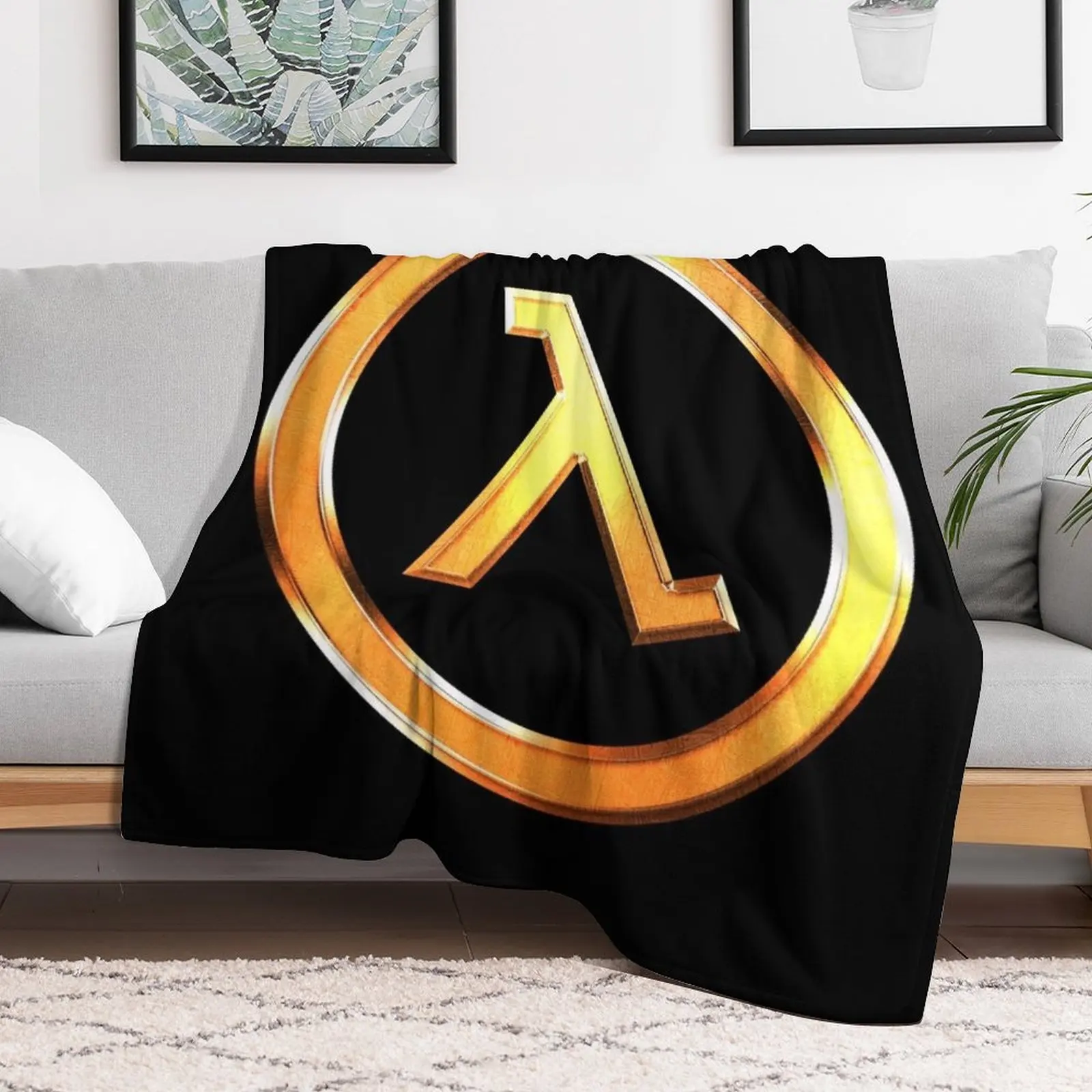 Half Life Lambda Symbol (Variant) Throw Blanket Furry Designers Luxury Designer Blankets