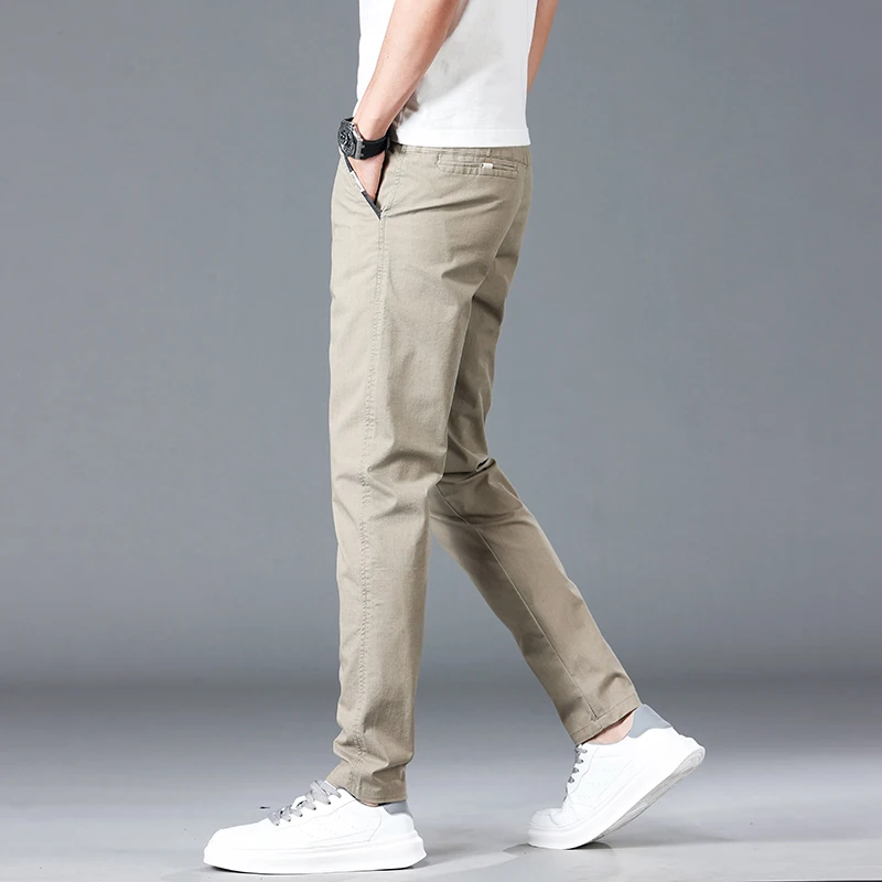 High Quality Fashion Men\'s Slim Straight Trousers 2024 Korean Version Summer New Style Office Business Casual Pants Male