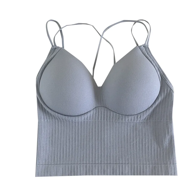 Gilet estivo da donna con cinturino incrociato in nylon con imbottitura sul petto Abbigliamento casual Strato base Or Tube Top Gilet da donna traspirante coreano Sle