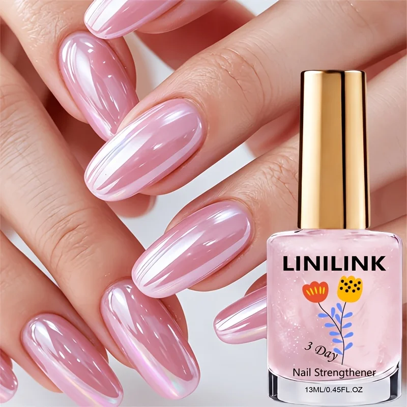 Dreamy Pink Satin Nail Strengthener polish, natural dry, pearly shimmer,brightens,  fortifies weak/soft nails