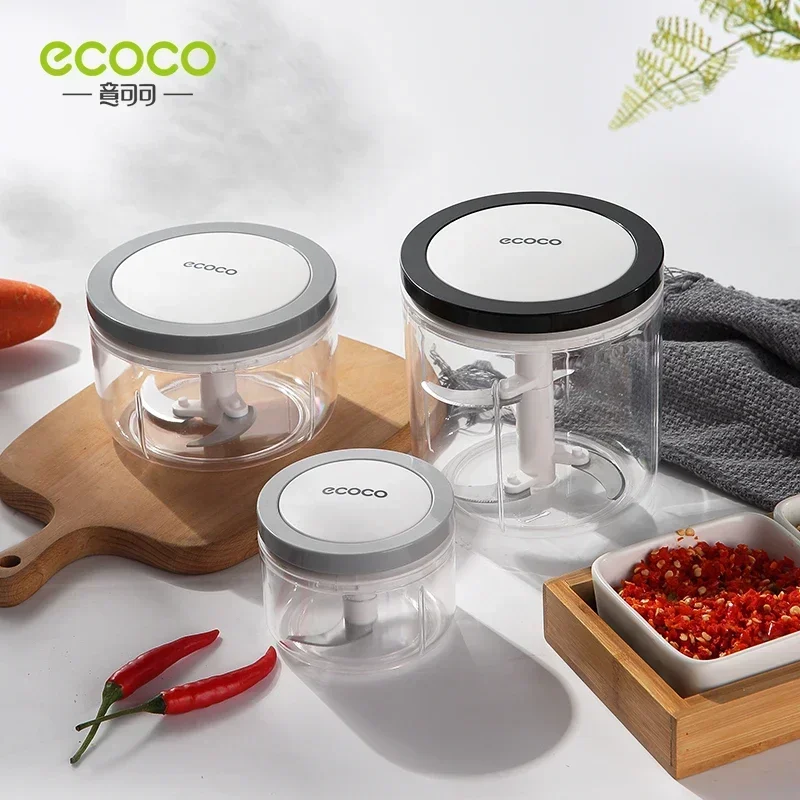 Ecoco Portable Nordic Style Hand-held Vegetable Cutter Kitchen Multi-function Manual Garlic Press Grinder Meat Cutting Machine