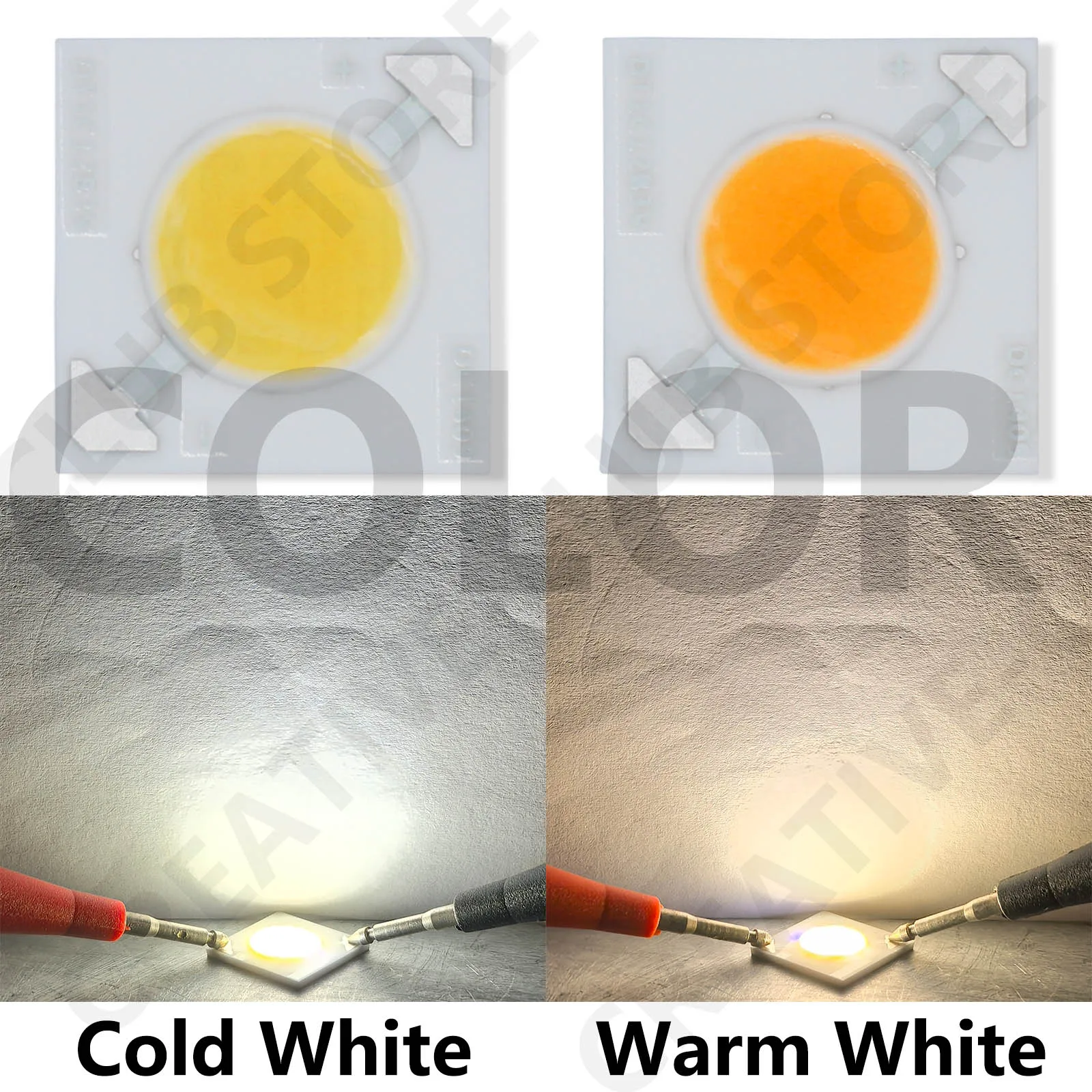 

Ceramics Base 10pcs LED COB Chip With bracket 3W DC3V 1000mA 2700K 5000K Surface Light Source For FloodLight Spotlight Downlight
