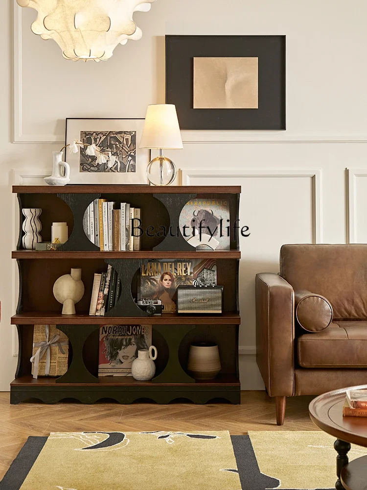 

S Retro Solid Wood Display Cabinet Hallway Living Room Bookshelf Storage Cabinet