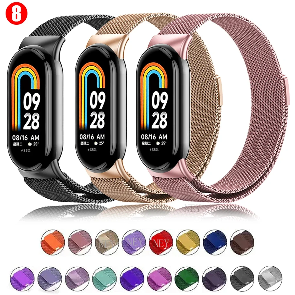 Milanese loop for Xiaomi smart Band 8-NFC Strap Sport wristband Miband8 smartwatch Replacement bracelet on Mi band 8 Accessories