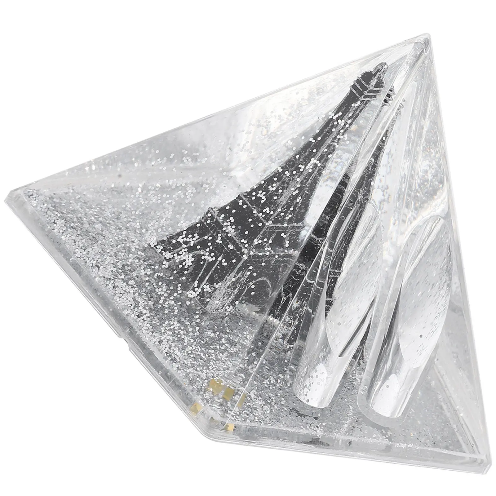 1Pcs Silver Glitter Pyramid Penholder Acrylic Tower Pen Insert Desktop Decor Creative Gift for Home Office Friends