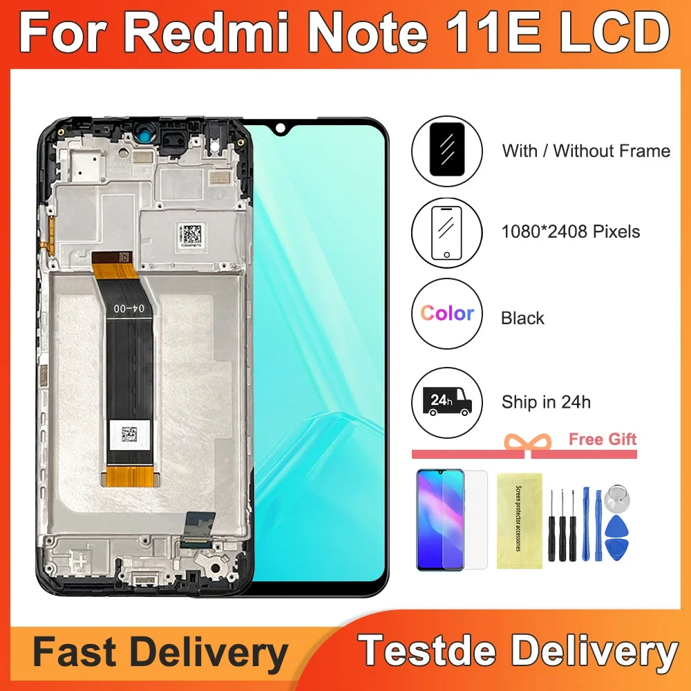 

6.58" For Xiaomi Redmi Note 11E LCD Display Screen Frame Touch Digitizer For Redmi Note11e 22041219C LCD Screen