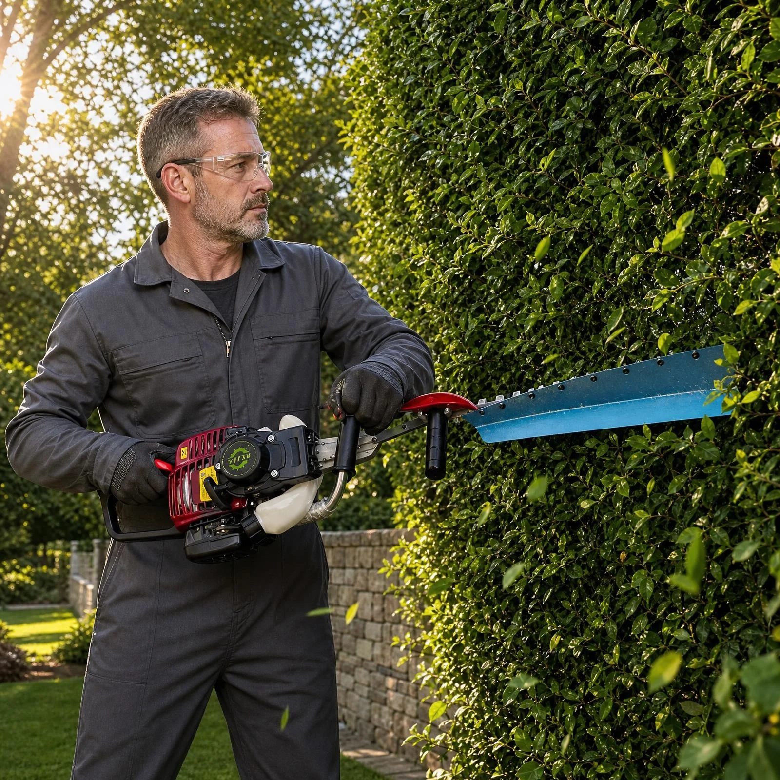 140F 37.7CC 4 Stroke Gas Hedge Trimmer Single Blade Reciprocating Pruner 600MM Cutting Width