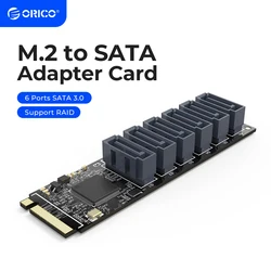 ORICO PCIe Gen3 M.2 M Key to 6 Ports SATA 3.0 Adapter Card NVMe to SATA Converter Card NVME PCIe 3.0 to SATA 16G Expansion Card