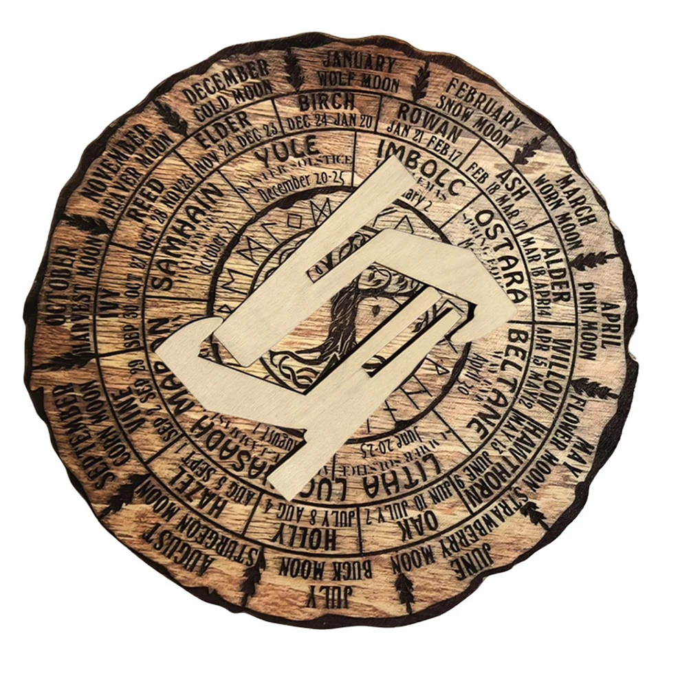 

Wooden Decorations Office Tree Calendar Wheel Year Desk Planner H crafted Small Desktop Calendar Natural Wood Functional