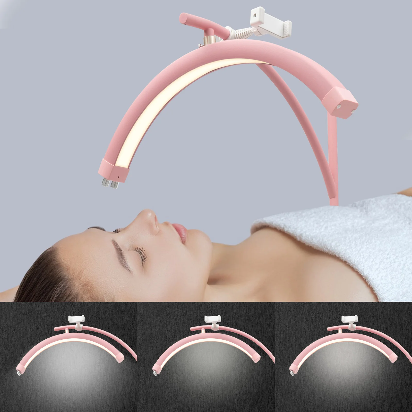 

Лампа для косметолога, напольная светодиодная лампа для наращивания ресниц, лампа для тату, кольцевая лампа-полумесяц для тату-мастера - розовая