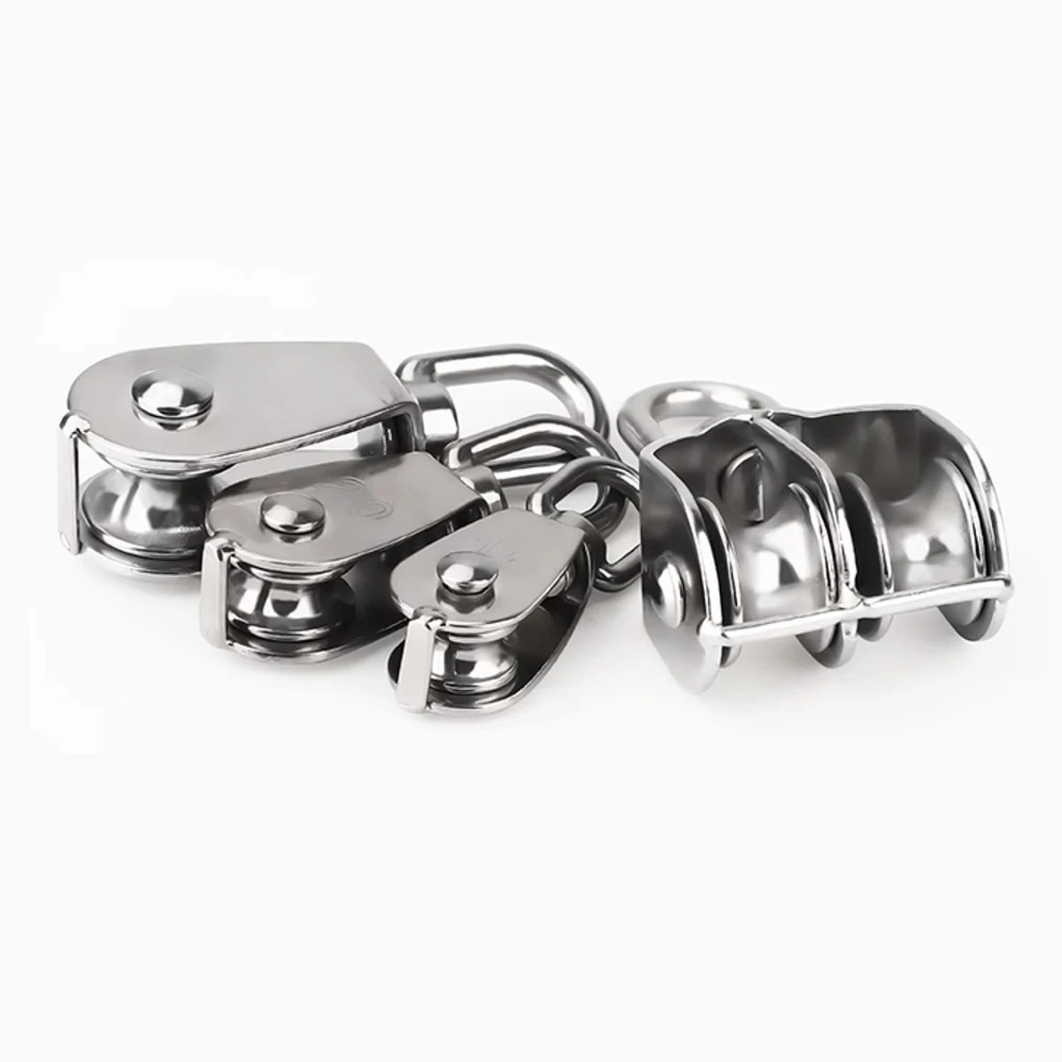 304 stainless steel pulley wire rope U-shaped lifting ring pulley single and double wheels lifting pulley hook labor-saving tool