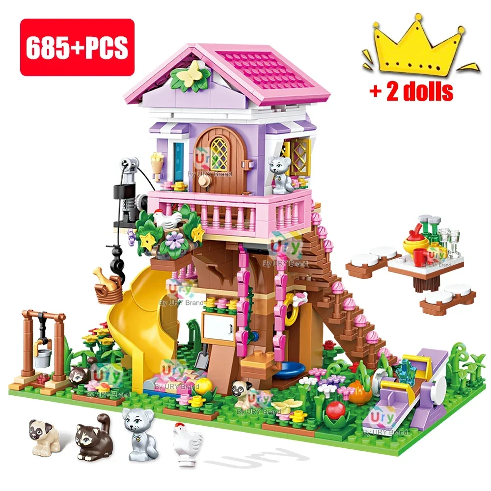 

Friends Jungle Camping Tree House Summer Party Adventure Playground Sets for Girl Assembling Building Blocks Toys Birthday Gifts