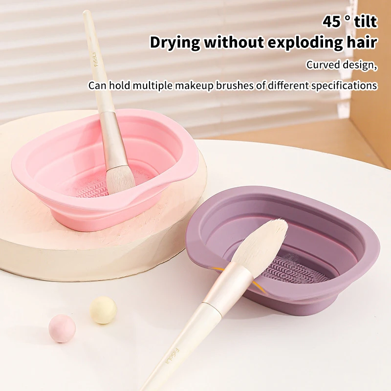 Foldable Makeup Brush Cleaning Bowl Makeup Brush Powder Puff Cleaning Liquid Makeup Brush Makeup Sponge Drying Net