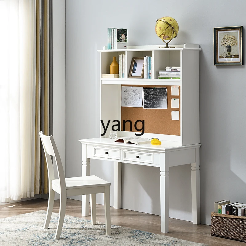 LH جميع أرفف الكتب المصنوعة من الخشب الصلب، مكتب كتابة لغرفة النوم، مكتب كمبيوتر منزلي صغير