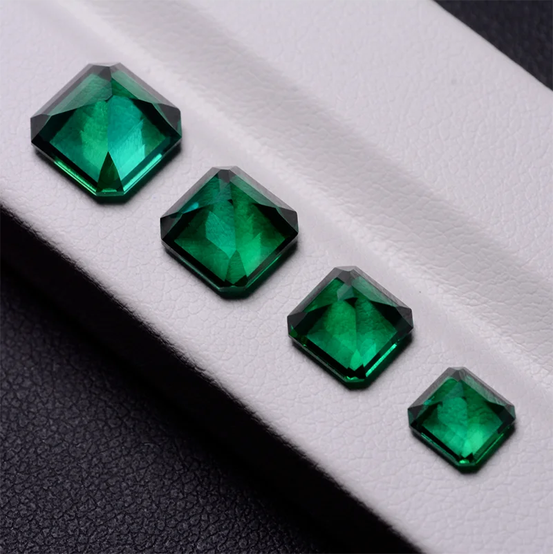 Lab Grown Zambian Emerald Asscher Cut Hydrothermal Hand Cutting For Jewelry Setting&Custom Design Selectable Certificate