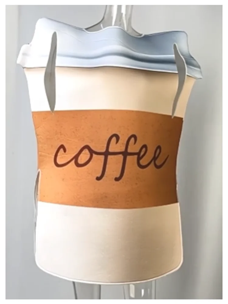 Adult loween Crazy Par Costume Coffee Cup Cosplay Outfit Stage Performance Funny Dr up Polyester Spring 2025