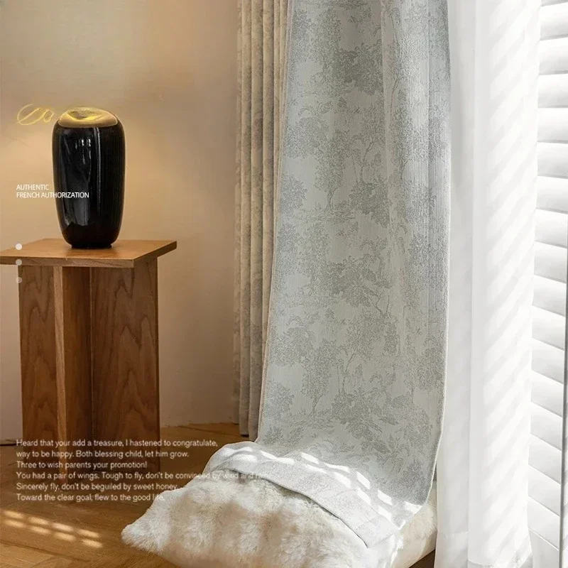 

Custom Size Light Luxury Fabric Thick Chenille Curtain Blackout Finished Curtain Fabric for Living Dining Room Bedroom Fashion
