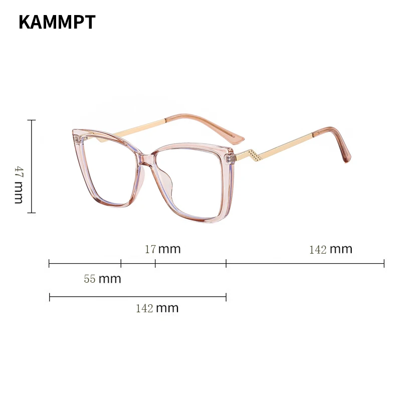 KAMMPT Vintage Cat Eye Women Glasses New Stylish Ultralight Eyeglasses Trendy Brand Designer High Quality Eyewear for Decoration