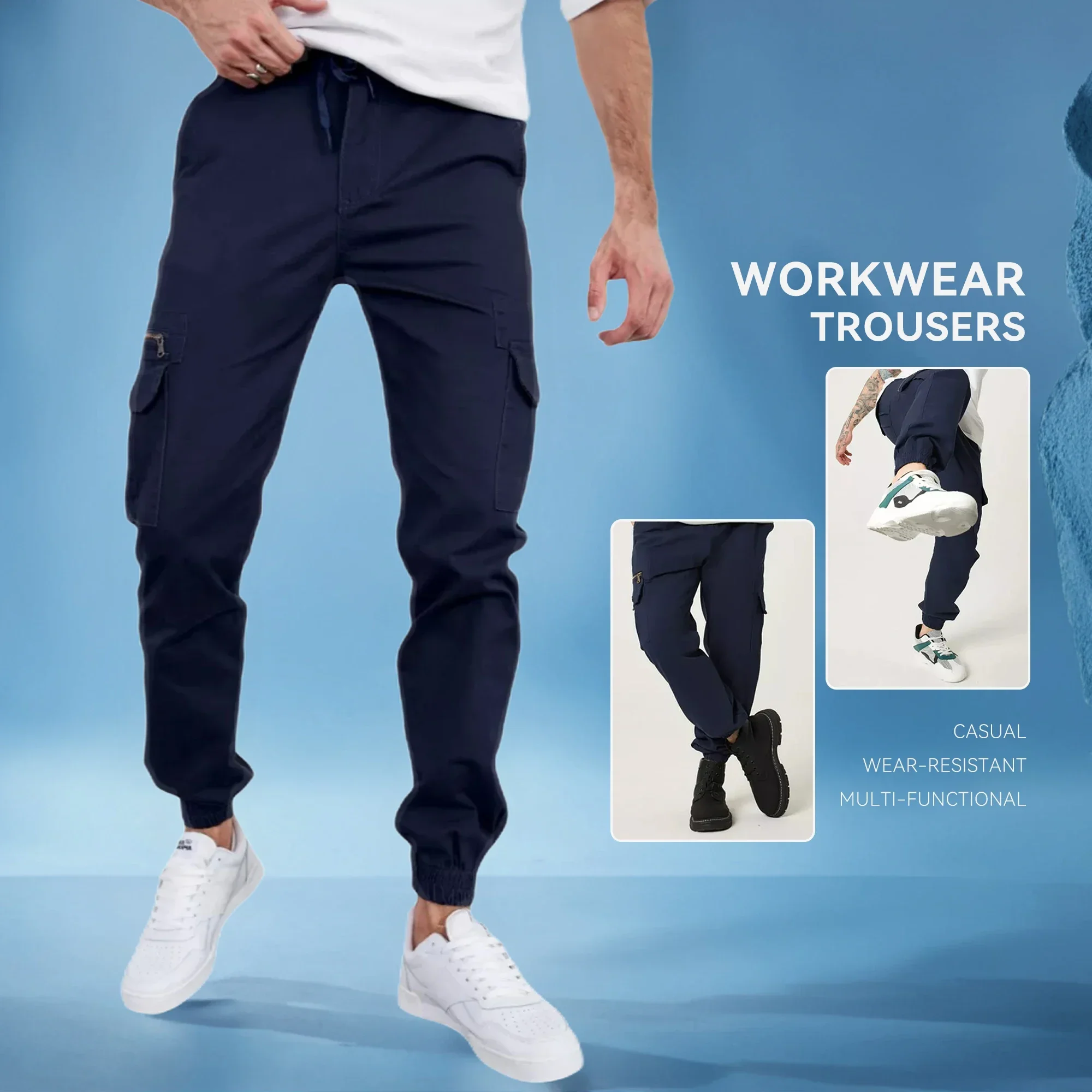 

Casual Men Cargo Pants Outdoor Long Workwear Pants Work Pants Multi-pocket Waterproof Pant Autumn Spring Hiking Truserso