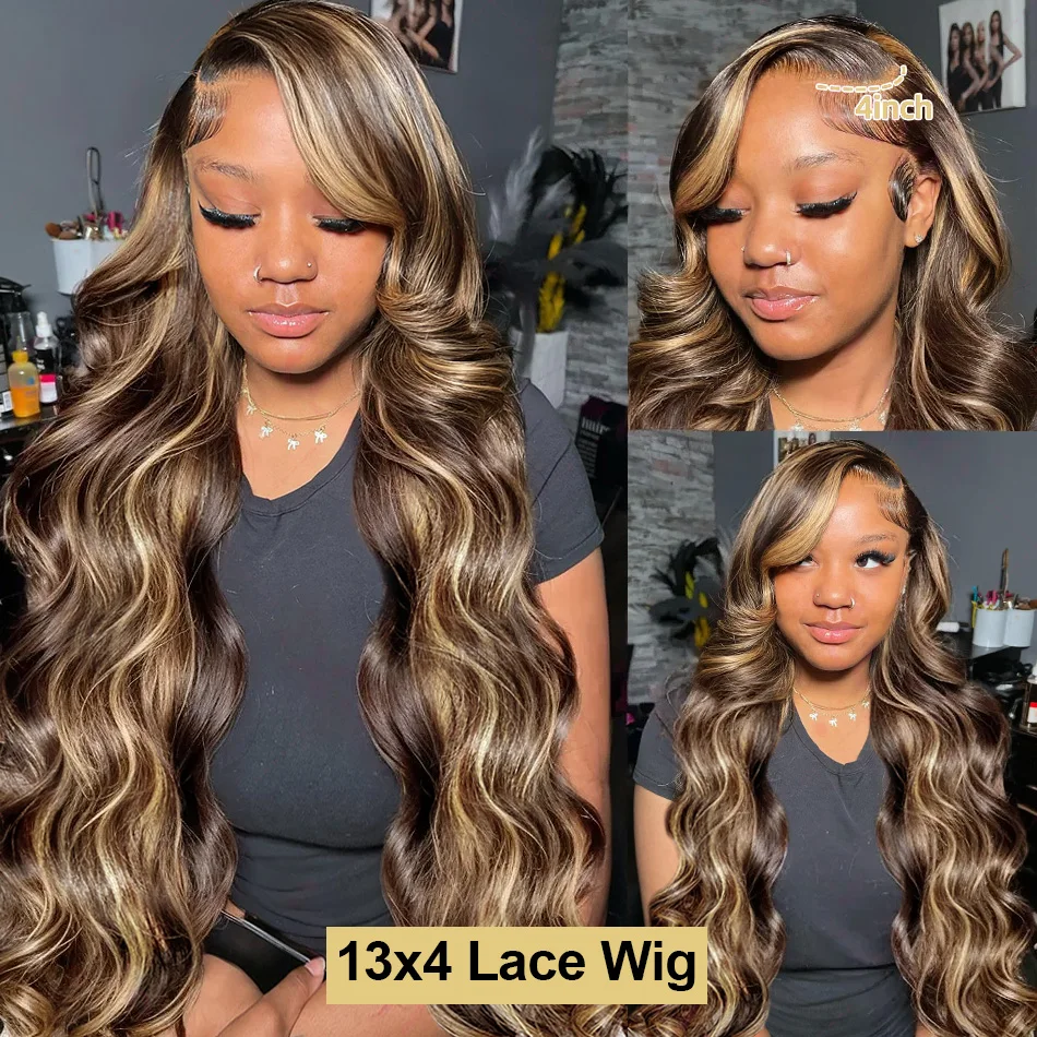 Wowear Highlight Wig Human Hair 30 Inch Body Wave Human Hair Wigs 13x6 Hd Lace Frontal Wig 13x4 Brazilian 4/27 Colored Wigs image 4