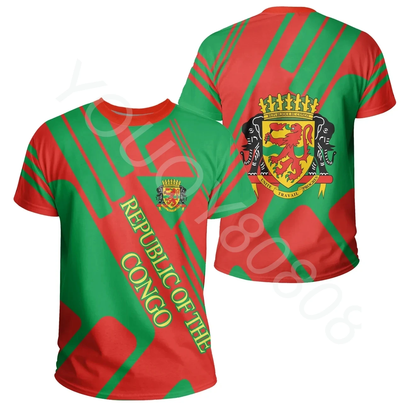 

Printed Crew Neck Casual Sports Street Africa T-Shirt Republic of Congo T-Shirt Rockie Style Pullover Clothing Top