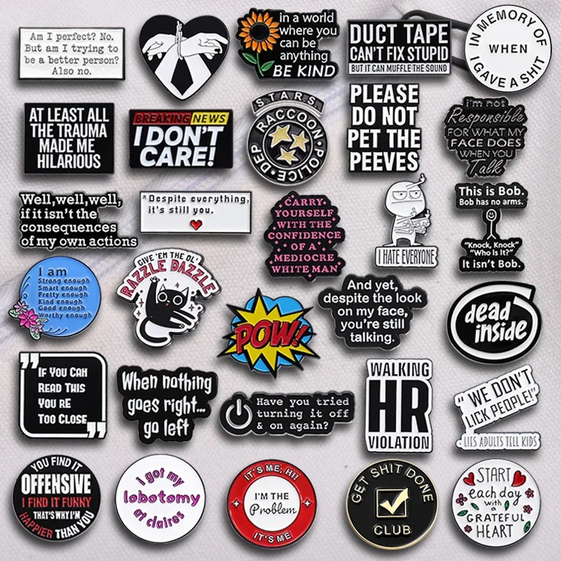 Start Each Day Grateful Heart Enamel Pin Funny Sayings Have You Tried Turning It Off & On Again? Brooch Lapel Badge Jewelry Gift