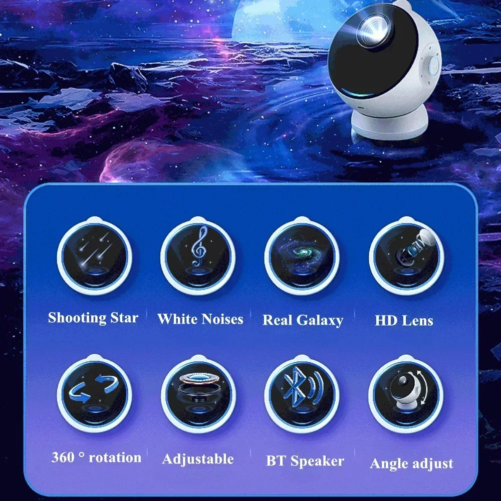 12 IN 1 Planetarium Star Projector Meteor Bluetooth Galaxy Starry Sky Projector Night Lights 360° Rotation Projector Kids Gift