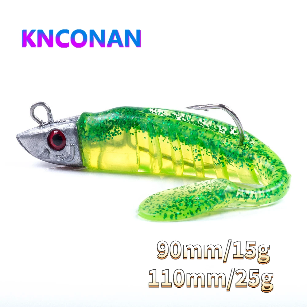 11cm/9cm T Tail Soft Lures with Leaded Head Saltwater for Megabass Perch Silicone Bait Long Shot Sinking Jigs Hook Fishing Lure