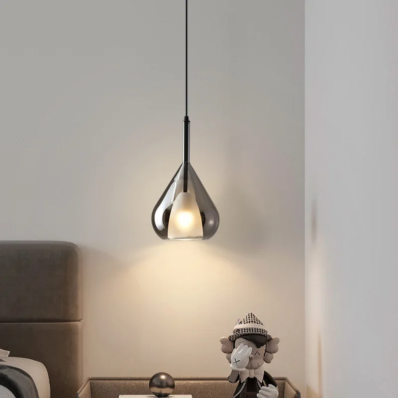 

Nordic minimalist glass restaurant chandelier creative personality light luxury dining table bar bedroom bedside LED chandelier