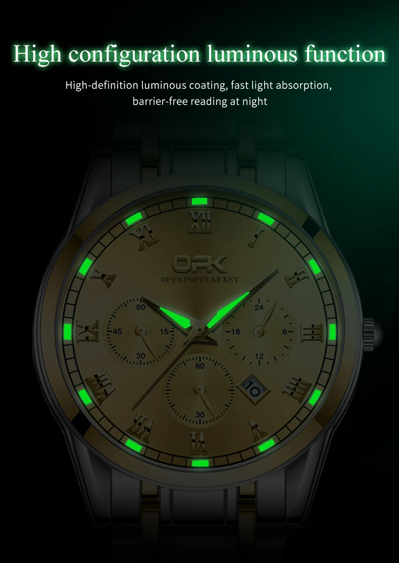 OPK 8119 Men\'s Watches Simple Casual Original Quartz Watches For Man Waterproof Stainleess Steel Luminous Relogios Masculino