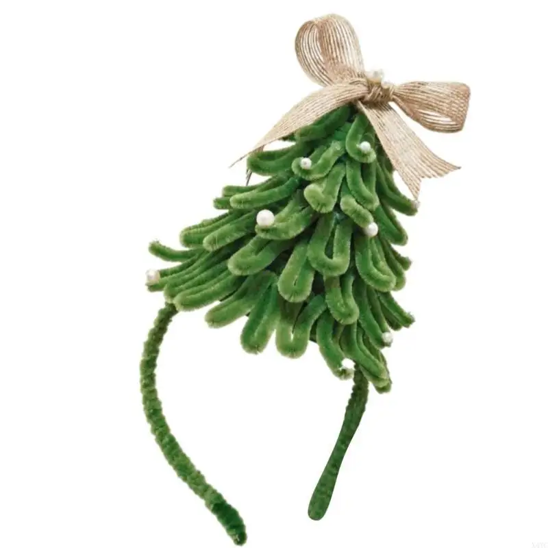X4YC Bowknot Christmas Tree Hairband Festival Decoratie Decoratie Holiday Dracepup Props