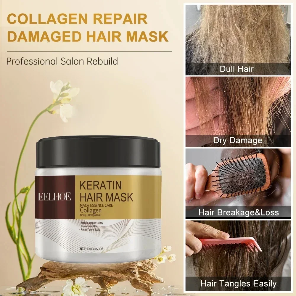 Collagen Hair Mask Keratin Hair Treatment Deep Repair Argan Oil Collagen Essence Keratin Conditioner For Dry Damaged Hair