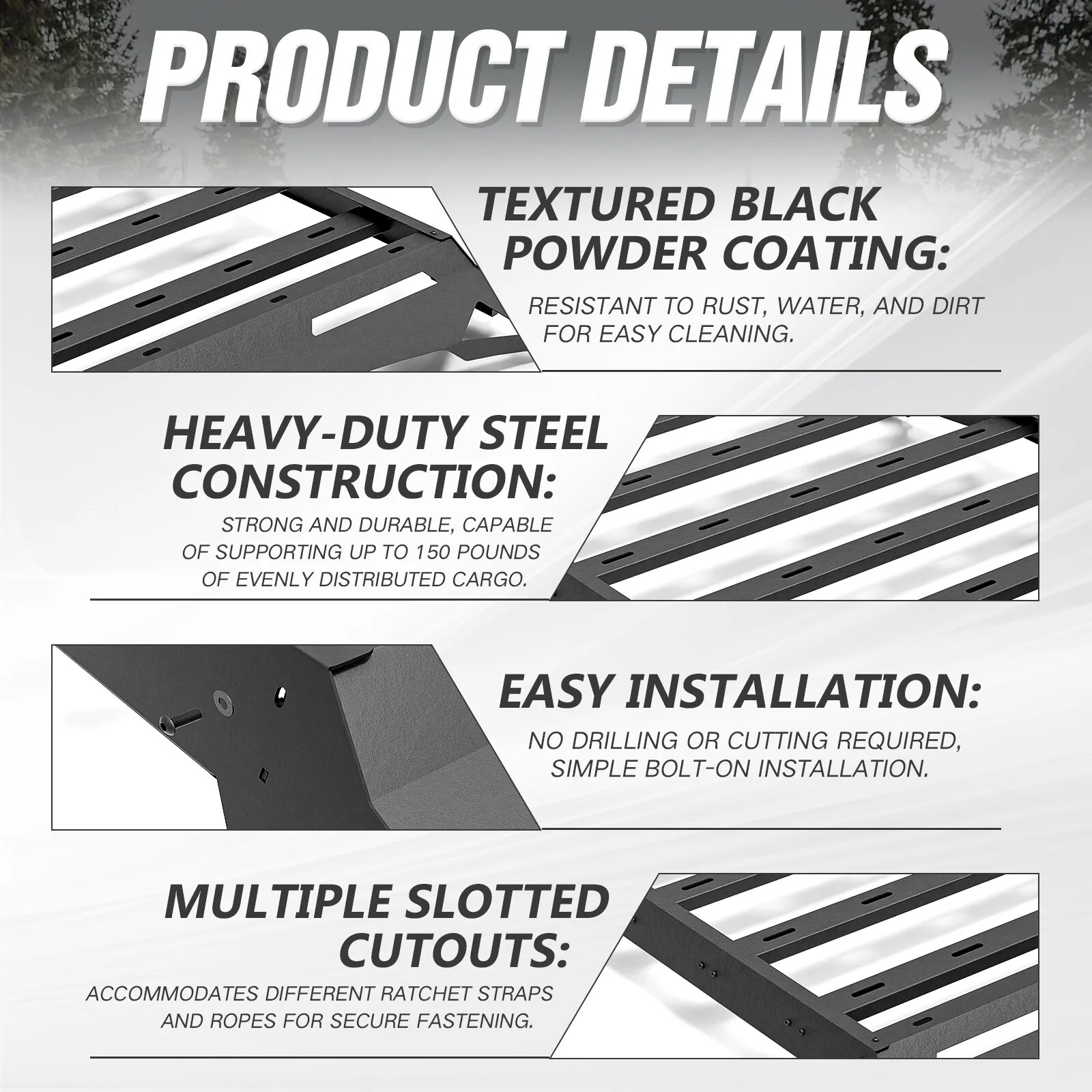 150 رطل أفرلاند سقف علوي تخزين الأمتعة حامل حامل سقفي رفوف البضائع سلة متوافقة مع 2005-2023 تويوتا تاكوما طاقم الكابينة #5