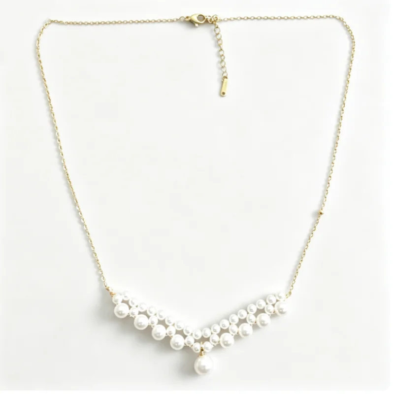 Purely Hand-Woven Dangle Necklace, Pearls Arranged in Decreasing Sizes to Form an Inverted V-Shaped Pendant