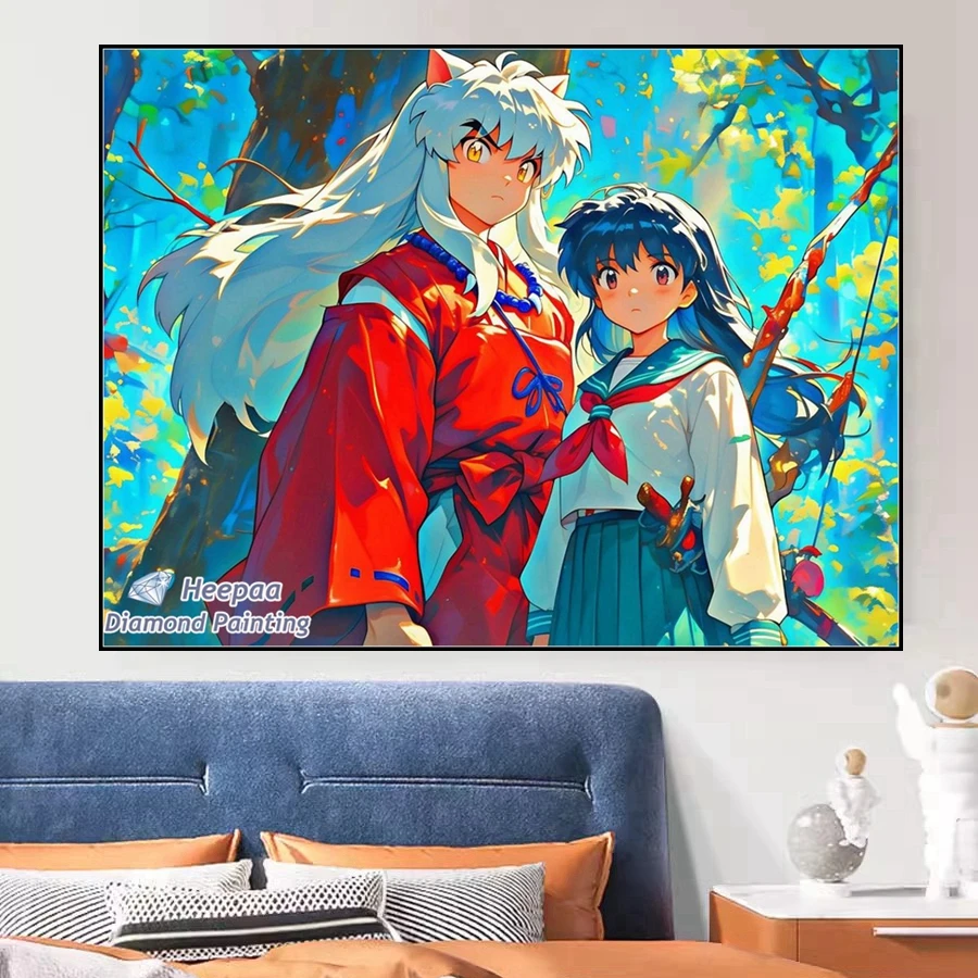 InuyashA Anime 5d Diy Diamond Painting Art Cute Cartoon Lord Sesshomaru And Kagome Kikyo Cross Stitch Mosaic Home Decor Gift