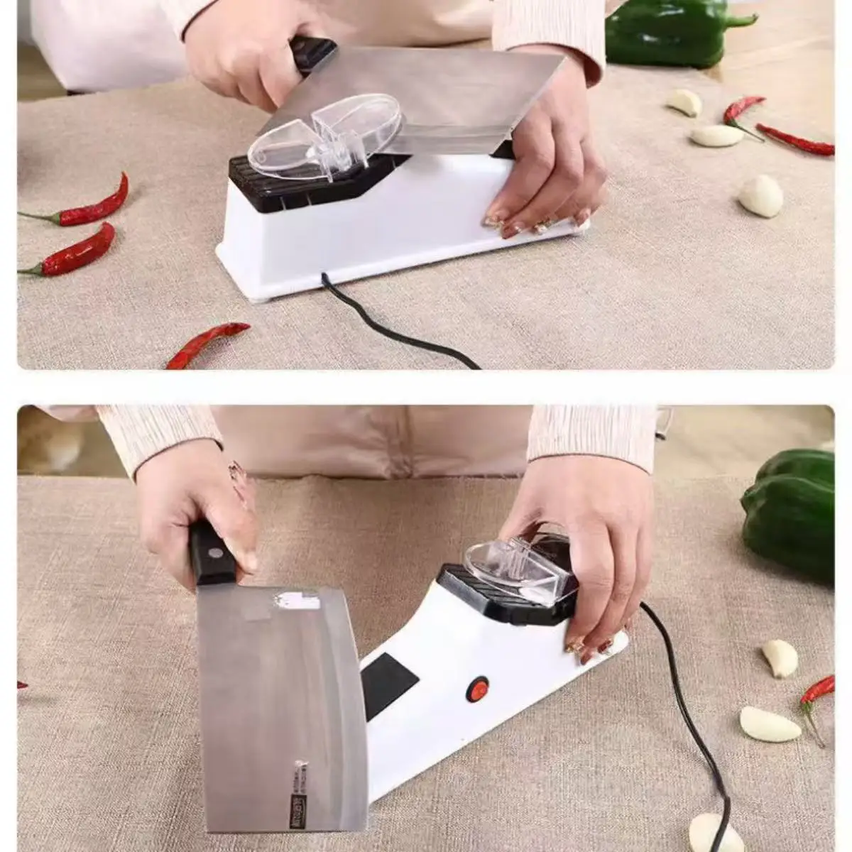 USB Electric Knife Sharpener Adjustable For Kitchen Knives Tool Knife Scissor Sharpening White Medium and Fine Grinding Blade
