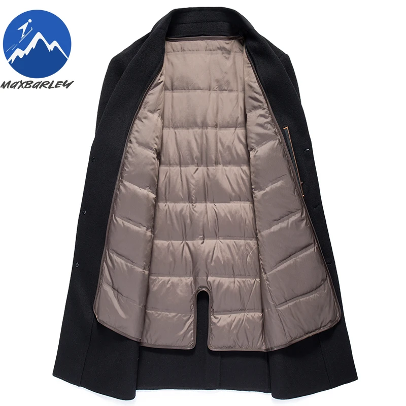 Maxbarley Long Puffer Jacket Winter Luxurious Commuting Office Overcoat Fashionable Detachable White Duck Down Lined Warm Coat